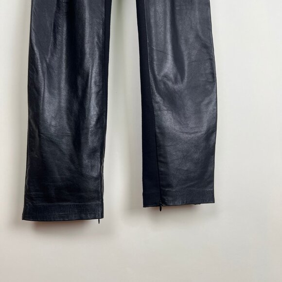 Danier Dana Leather Pants Straight Slim Tapered Leg Full Length High Rise Long - Picture 10 of 13